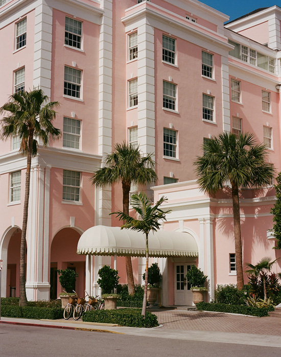 pink hotel exterior