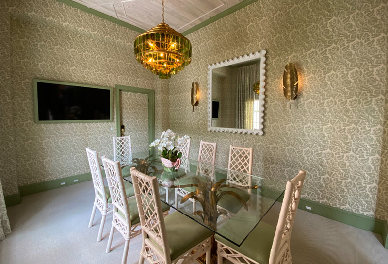 dining room with glass table