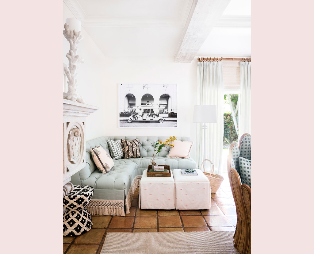 seating area with artwork on wall