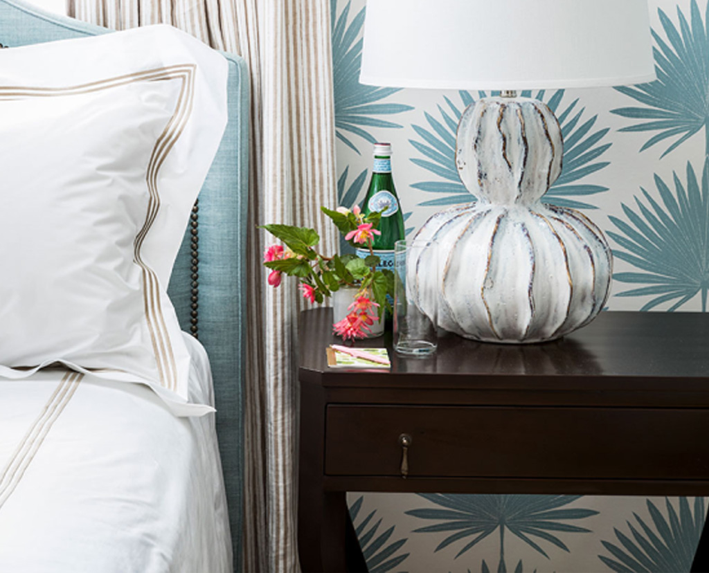 bedside table with lamp